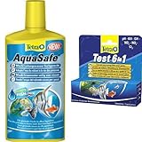 Tetra AquaSafe 500 ml und Tetra Test 6 in 1, Wassertest für das Aquarium, 1 Packung je 25 T