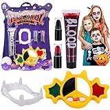Halloween Make-up-Set Gesicht malen, Künstliches Blut, Vampirzähne, Realistische Vampirtricks für Halloween, Karneval, Cosplay, Geburtstag