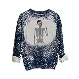 Pullover Damen Herbst Winter 2021 Langarm Kapuzenpulli Lässiger Pullover mit Kordelzug Sport Kontrastfarbene Sweatshirts für Herbst Winter Weihnachten Print Casual O-Ausschnitt Sw