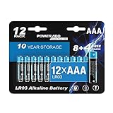 AAA Batterien, Micro Alkaline Batterien AAA 12 Stück, LR03 1,5 V, 10 Jahre Haltbarkeit für Spielzeug Taschenlampe Controller und U