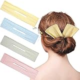 4 Stücke Geschickte Haarknoten Druck Haarknoten Makers Brötchen Tuch Haarbänder Twist Brötchen Former Blumen Sommer Haarschmuck für Frauen Mädchen DIY Twist Haar Werkzeug (Einfaches Muster)