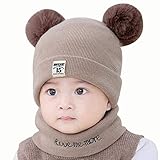 Borlai Baby Hut Schal Set, Kinder Winter Häkeln Strickmütze Mütze Cap Schal Set für Mädchen Jung