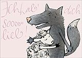 Gegensätze ziehen sich an: Ich hab Dich sooo lieb! Die Liebeskarte für Wolf und Schaf • auch zum direkt Versenden mit ihrem persönlichen Text als Einleger. • feine Grusskarte mit Umschlag für liebe W