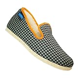 Echte Karibik Pantoffeln - Seidenwolle - reine Schafwolle und reine Filzsohlen, Marineblau und Grün, 39 EU