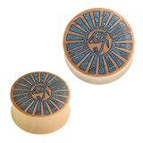 Chic-Net Holz Plug Auge des Re Sonne Crushed Türkis Stein Inlay blau Krokodilholz 18