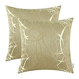 CaliTime Kissenbezüge Kissenhülle Packung mit 2 Wurfkissenbezüge Schalen für Couch Sofa Home Decor Modern Shining & Dull Contrast Circles Ringe Geometric 50cm x 50cm G