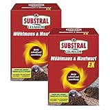 Substral-Celaflor Wühlmaus & Maulwurf Ex Vertreibungsmittel Sparpaket, 2 x 150 g + Zeckenzange mit Lup