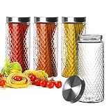 BigDean 4er Set XXL Vorratsglas 2,2 Liter Spaghetti Glas mit Edelstahl-Deckel - mit Schraubverschluss - 28 x 11 cm - Nostalgie Schraubglas Lebensmittelg