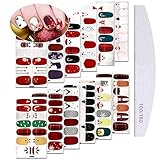 Kalolary 12 Sheets Christmas Full Wraps Nagellackaufkleber mit 1 Stück Nagelfeile, Selbstklebende Maniküre Sticker Schöne und stilvolle DIY Nail Art Dek