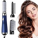 Haartrockner Warmluftbürste, 3-in-1 Hair Dryer Brush, Tragbarer Haartrockner-Volumizer mit 3 Kammköpfen, Multifunktionaler Salon Föhnbürste, Heißluftkamm Lockenwickler für Alle Haartypen, B