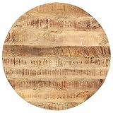 Tidyard Tischplatte Massivholzplatte Holzplatte Ersatztischplatte Holz Platte für Esstisch Esszimmertisch Rund Mangoholz Massiv 15-16mm 60