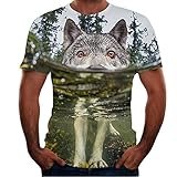 Shirt Herren Atmungsaktiv Rundhals Neuheit Kurzarm Herren T-Shirt Sommer 3D Kreative Abstraktes Druck Herren Freizeitshirt Mode Trend Herren Streetwear T09 4XL