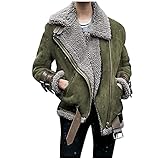 BAODANA Mantel Damen Kunstpelz Fleece Jacke Dickere Winter Warm Motorradjacke Revers Outwear Frauen Plus Samt Pulloverjacke Mode Langarmjacke Angenehm Übergangsjacke Wetterschutzjack