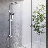 BONADE Duschsystem Regendusche ohne Armatur Duschsäule Edelstahl Duschset inkl verstellbare Duschstange, Duschkopf und Handbrause, Bad Dusche für die Wandmontag