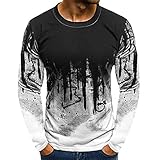 Gradient Drucken Lässiges Herren-T-Shirt mit Langen Ärmeln schmales Rundhals Base lustige Sp