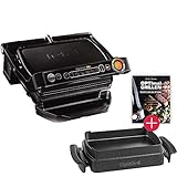 Tefal OptiGrill+ Plus Kontaktgrill + XA7258 Snacking & Baking Backschale + Tefal Optigrill Rezeptbuch, 6 Grillprogramme, Ideale Grillergebnisse von blutig bis durchgebraten, Abnehmbare Alug