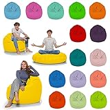 HomeIdeal - Sitzsack 2-in-1 Funktionen Bodenkissen für Erwachsene & Kinder - Gaming oder Entspannen - Indoor & Outdoor da er Wasserfest ist - mit EPS Perlen, Farbe:Gelb, Größe:110 cm D