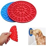 Wuudi Leckmatte für Hunde Lick Pad Hund Lecken Pad Lick Mat Leckmatte Hund Slow Feeder Mit Super Starke Saugkraft - zum Baden, Pflegen und Hundetraining von Haustieren 2 Stück (Blau, Rot)