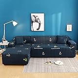 Konsilsa Ecksofa Stretch Sofabezug Sofaüberwürfe, Sofahusse Elastisch Jacquqard Sofa Überwürfe Sofa Schutz L-Form Volle Deckung Möbelbezug Haustiere Hund Sofaschoner Sofa Abdeckung