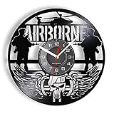 RFTGH Airborne Division Schallplatte Wanduhr Fallschirmjäger Airborne Truppen Militär Fotoalbum Dekoration Wanduhr US Army Veteranen Geschenk