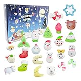 richingCAI Weihnachten 24 Tage Countdown Squeeze Toys Set Cute Cartoon Santa Elch Tier Adventskalender Anti Stress Relief Silikon Kleine Puppen Kinder Party Favor Geschenk