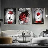 DIY 5D Diamant Malerei Vollbohrer Kit, Rote Rose 60x90cm Diamond Painting Bilder Set Diamant Malen nach Zahlen Kreuzstich Stickerei Strass Mosaik Gemälde für Home Wand Dekor 24x36