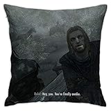 ChenZhuang Skyrim Kissen Hey du bist endlich wach Schlafzimmer Couch Sofa Überwurf Kissenbezüge Home Dekorative quadratische Kissen C