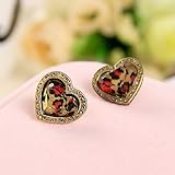 WEIAIXX Ersten Schmuck Ohrring Hohl Brief Lässt Liebe Sterne Mond Glatt Ohr Knochen Clips Stud 0206 Bronze Leopard Tattoo H