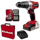 Einhell Akku-Schlagbohrschrauber TE-CD 18/2 Li-i +22 (1x2,5Ah) Power X-Change (Li-Ion, 18 V, 44 Nm, 2-Gang-Getriebe, inkl. 2,5 Ah Akku, Schnellladegerät, 22-tlg. Bit-Box und Koffer)