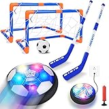 Tacobear Hover Fußball Hockey Set mit 2 Wiederaufladbar Air Power Fußball mit LED Licht Hockey Tore Schläger Kinderspielzeug Sport Fussball Spielzeug Indoor Outdoor Spiele für Kinder Jungen M