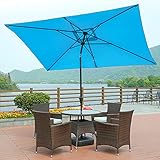 QLLL 3M Kippbarer Garten Sonnenschirm mit Kurbel, Rechteckiger Großer Outdoor-Sonnenschirm, UV-Schutz, Wasserdicht, für Balkon, Esstische, Gärten, Terrassen, T