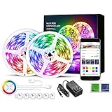 5050 RGB LED Strip Smart Farbwechsel Musik Streifen Lichterkette mit Wifi Kontroller und APP/Alexa/Google Home, Wasserdichte IP65 für Zuhause, Küche, Schrankdeko (Size : 10M)