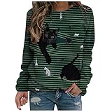 WOBANG Bluse Damen Langarmshirts Blumen V-Ausschnitt Tuniken Frühling Oberteil Langarm Pulli Freizeit Tee Tops Frühling Tunika T-S