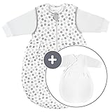 Coconette Ganzjahres Baby-Schlafsack Circle - 2-teilig: Langarm Innensack & gefütterter Außensack für Sommer & Winter, 100% Baumwolle - Größe: 3-6 Monate (62/68)