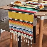 HOMEIEU Karierter Tischläufer, Regenbogen Tischläufer, Tischdecke Im Mexikanischen Stil, Bunt Gestreifter Tischläufer, Dinner Party Weihnachtsdekoration 35 x 215