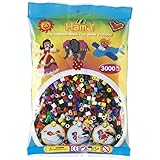 Hama Perlen 201-67 Bügelperlen Beutel mit ca. 3.000 bunten Midi Bastelperlen mit Durchmesser 5 mm im Vollton Mix mit 22 Farben, kreativer Bastelspaß für Groß