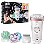 Braun Silk-épil 9 Beauty-Set, Epilierer Damen für Haarentfernung, Aufsätze für Rasierer, Peeling, Massage für Körper, Tasche, Geschenk für Frauen, 9-990, rose/g