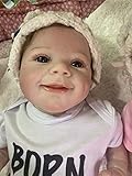 YQGOO 55cm Realistische Reborn Babypuppen Silikon Boy Weighted Body Reborn Puppen Neugeborene Jungen Lächeln Weiche Handgemachte Puppen Sieht echt für Jung