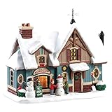 Lemax 85356 - Snow Day - Beleuchtung & Animation (Inside Scene) - Beschneite Hütte Merry Christmas - NEU 2018 - Caddington Village - LED Porzellan Haus - Kleine Weihnachtswelt/W