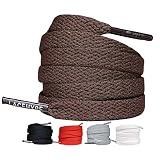 LaceHype 2 Paar - Schnürsenkel Flach Reißfest [8 mm breit ] für Sneakers, Sportschuhe, Laufschuhe, Schuhe Schuhbänder Bänder Ersatz Shoelaces aus Polyester (100, Braun)