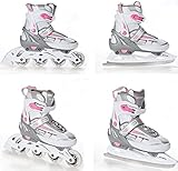 RAVEN 2in1 Schlittschuhe Inline Skates Inliner Profession White/Pink verstellbar (35-39(22,5cm - 25cm))