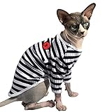 PUMYPOREITY Sphynx Haarlose Katze Baumwolle Kleidung Pullover Niedlich Atmungsaktiv T-Shirts Haustierkleidung Rundkragen Weste Kätzchen Shirts Weiche Hautfreundliche Bekleidung(Blau, XL)