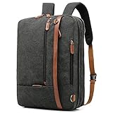 CoolBELL umwandelbar Aktentasche Rucksack Messenger Bag 17,3 Zoll Laptoptasche Herren Business Umhängetasche Mehrzweck Arbeitastasche Reisen Backpack Notebook Schultertasche(Canvas Schwarz)