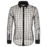 ZYUD Herren Langarmhemd Sexy Nachtclub-Stil Spitze Blumen Perspektivische Langarmshirts Strickjacke Hipster Wild Langärmeliges Dünne Atmungsaktiv Freizeithemden Casual Sommer Hemd Herren Top