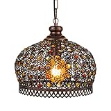 EGLO Pendelleuchte Jadida, 1 flammige Hängelampe Vintage, Orientalisch, Hängeleuchte aus Stahl in Kupfer-Antik und Glas in Bunt, Esstischlampe, Wohnzimmerlampe hängend mit E27 Fassung, Ø 33