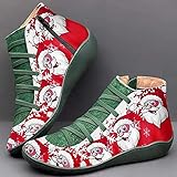 Weihnachts-Schuhe, Leder, Knöchelstiefel, athletische Tennis-Sneakers, Winter-Laufschuhe, Weihnachtsmann, Schneemann, Stiefel für W