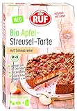 RUF Bio Apfel Streusel Tarte mit Tonkabohne, Backmischung, vegane Rezeptur, weniger süß, 475 g