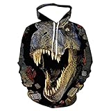 NHhuai bequemer Pullover mit Kapuze, Cooler Kapuzen-Pulli mit Aufdruck, für Damen & Herren, Sternenhimmel Wolfskopf Herren R