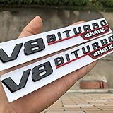 Vent -Trim Emblem Blade Logo V8 Biturbo + für AMG V8 C200 C300 E300 E400 W213 Auto Styling Side Aufkleber (Color : Glossy black x red)