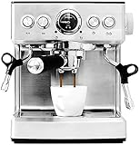 H.Slay Kaffeemaschine Haushaltsitalienische halbautomatische Dampfmilchschaumpumpe Druck 15 Bar Freistehende Edelstahl-Esp